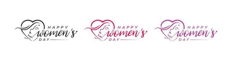 glücklich Damen Tag Logo Design, glücklich Damen Tag März 8, Frauen Gesicht, Liebe Vektor Logo Design, International oder National Damen Tag Logo