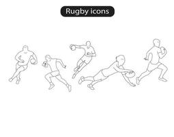 rugby sport spelare linje ikoner vektor illustration