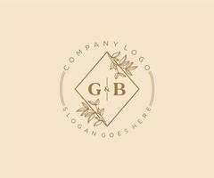 första gb brev skön blommig feminin redigerbar förhandsgjord monoline logotyp lämplig för spa salong hud hår skönhet boutique och kosmetisk företag. vektor