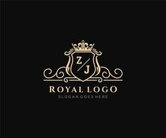 Initiale zj Brief luxuriös Marke Logo Vorlage, zum Restaurant, Königtum, Boutique, Cafe, Hotel, heraldisch, Schmuck, Mode und andere Vektor Illustration.