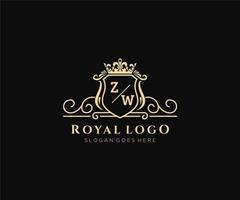 Initiale zw Brief luxuriös Marke Logo Vorlage, zum Restaurant, Königtum, Boutique, Cafe, Hotel, heraldisch, Schmuck, Mode und andere Vektor Illustration.