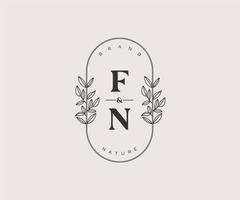 Initiale fn Briefe schön Blumen- feminin editierbar vorgefertigt Monoline Logo geeignet zum Spa Salon Haut Haar Schönheit Boutique und kosmetisch Unternehmen. vektor