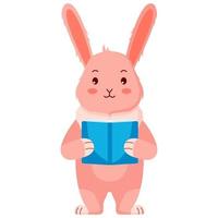 süß Rosa Hase mit ein Buch. vektor