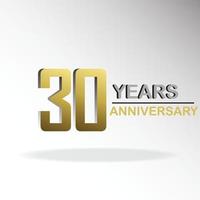 30 Jahre Jubiläum Logo Vektor Vorlage Design Illustration Gold und Weiß