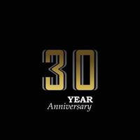 30 Jahre Jubiläum Logo Vektor Vorlage Design Illustration Gold und Schwarz