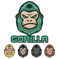 Gorilla Affe Maskottchen Logo Design Vektor mit modern Illustration Konzept Stil zum Abzeichen, Emblem und T-Shirt Drucken. modern Gorilla Logo Illustration zum Sport, Spieler, Streamer und Esport Team.