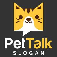 modern einfach minimalistisch Haustier Katze Hund sich unterhalten Blase Plaudern Maskottchen Logo Design Vektor mit modern Illustration Konzept Stil zum Abzeichen, Emblem und T-Shirt Drucken. modern eben Design Logo