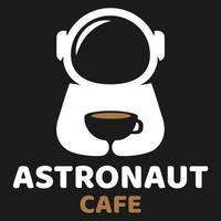 modern Maskottchen eben Design einfach minimalistisch süß Astronaut Logo Symbol Design Vorlage Vektor mit modern Illustration Konzept Stil zum Cafe, Kaffee Geschäft, Restaurant, Abzeichen, Emblem und Etikette