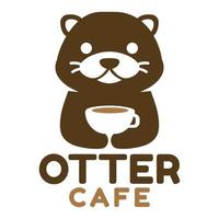modern Maskottchen eben Design einfach minimalistisch süß Otter Logo Symbol Design Vorlage Vektor mit modern Illustration Konzept Stil zum Cafe, Kaffee Geschäft, Restaurant, Abzeichen, Emblem und Etikette