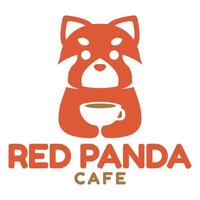 modern maskot platt design enkel minimalistisk söt röd panda logotyp ikon design mall vektor med modern illustration begrepp stil för Kafé, kaffe affär, restaurang, bricka, emblem och märka