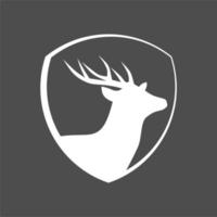 Vektor Silhouette von ein Hirsch Kopf im ein Schild Logo Design Vorlage