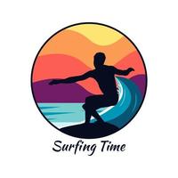 Surfen Vektor Illustration zum Logo Design Vorlage oder T-Shirt Design