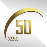 50-årsjubileum logo vektor mall design illustration guld och vitt