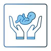 sicher Baby Symbol Illustration. Symbol verbunden zu Baby Pflege. geradlinig Farbe Symbol Stil, zwei Ton Symbol. einfach Vektor Design editierbar