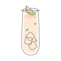 tom collins cocktail illustration. tom collins cocktail i en glas. minimal stil vektor illustration av en tunn linje