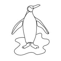 pingvin linje konst, minimalistisk design, djur- översikt teckning, enkel skiss, vektor illustration