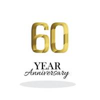 60 Jahre Jubiläum Logo Vektor Vorlage Design Illustration Gold und Weiß