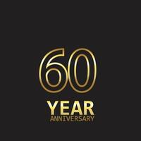 60 Jahre Jubiläum Logo Vektor Vorlage Design Illustration Gold und Schwarz