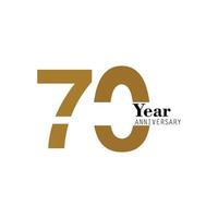 70 Jahre Jubiläum Logo Vektor Vorlage Design Illustration Gold und Weiß
