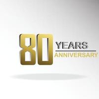 80 Jahre Jubiläum Logo Vektor Vorlage Design Illustration Gold und Weiß