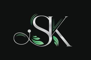 Briefe sk Luxus Name Initialen Monogramm Logo Design Vorlage vektor