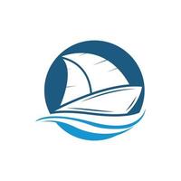 segelbåt båt på hav hav Vinka med logotyp design vektor