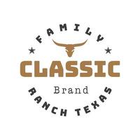 årgång retro klassisk texas longhorn familj ranch, Västra stat tjur nötkreatur. årgång märka logotyp design emblem, vektor