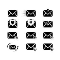 einstellen von Mail Symbol. schwarz Mail Symbol zum Webseite Design, Handy, Mobiltelefon Anwendung, und andere. Vektor Illustration