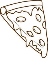 pizza skiva skära översikt symbol. linje konst vektor illustration.