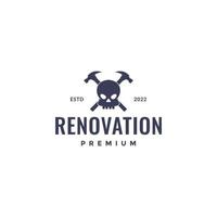 korsa hammare hantlangare reparera service skalle hipster logotyp design vektor ikon illustration