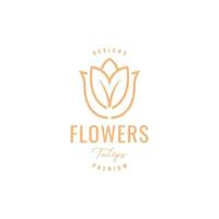 blomma skönhet tulpaner blomma hipster rader konst logotyp design vektor ikon illustration