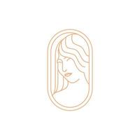 människor kvinnor skön ansikte lång hår vård hud linje minimalistisk modern enkel logotyp design vektor