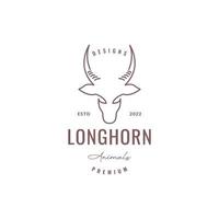 Savanne Tier Hirsch lange Horn Pflanzenfresser Hipster Linien Kunst Logo Design Vektor Symbol Illustration