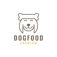 djur- husdjur hund ansikte mat ben maskot leende minimal modern logotyp design vektor