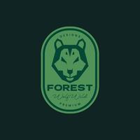 Tier Tier Wald nachtaktiv Fleischfresser Kopf Wolf heulen Abzeichen Jahrgang Logo Design Vektor Symbol