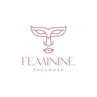 skön kvinnor festival mask ansikte rader konst minimalistisk logotyp design vektor ikon illustration