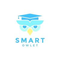 maskot smart owlet söt graderad hatt färgrik logotyp design vektor ikon illustration