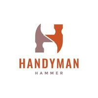Brief h zum Hammer modern Reparatur Bedienung Heimwerker Logo Design Vektor Symbol Illustration