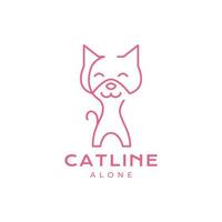 Tier Haustiere Katze Kätzchen allein Linie Kunst minimalistisch modern Logo Design Vektor