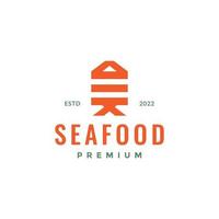 skaldjur fisk mat matlagning modern form utsökt smak logotyp design vektor ikon illustration