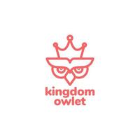 ansikte owlet kung krona linje konst rike söt logotyp design vektor ikon illustration