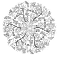kreisförmiges Blumenmuster in Form von Mandala, dekorative Verzierung im orientalischen Stil, dekorativer Mandala-Designhintergrund mit Weinrebenvögeln und Schmetterlingen geben Vektor frei