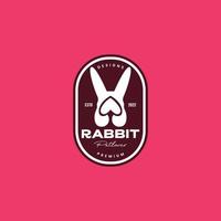 Hase Hase Ohren Tiere Haustiere Liebe Herz Abzeichen Jahrgang Logo Design Vektor Symbol Illustration