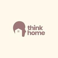 Kopf Mann denken Zuhause Haus Verstand Ideen Logo Design Symbol Vektor Illustration
