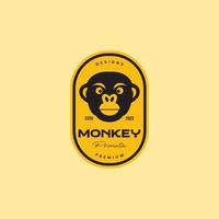 Gesicht schwarz Primas Affe Affe Abzeichen Jahrgang Logo Design Vektor Symbol Illustration