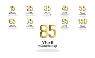 ange årsjubileum logo vektor mall design illustration guld elegant