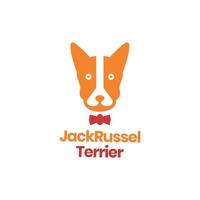 ansikte maskot husdjur hund Häftigt domkraft russel terrier orange platt logotyp design vektor ikon illustration