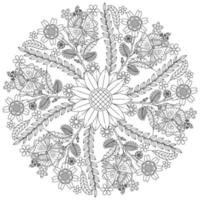 cirkulärt blommönster i form av mandala, dekorativ prydnad i orientalisk stil, prydnads mandala design bakgrund med vinstockar fåglar och fjärilar gratis vektor och fjärilar gratis vektor