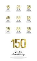 Set Jahr Jubiläum Logo Vektor Vorlage Design Illustration Gold elegant