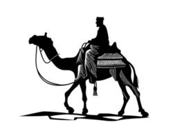 Kamel Fahrer Silhouette schwarz Logo Tiere Silhouetten Symbole Kamel Fahrer Wüste Palme Silhouette Vektor Illustration